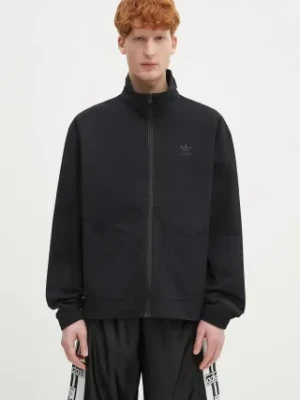 adidas Originals bluza bawełniana Essentials Seersucker Track Top męska kolor czarny gładka JD2458