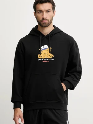 adidas Originals bluza bawełniana Graphic Lo Hd męska kolor czarny z kapturem z nadrukiem JW0166