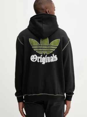 adidas Originals bluza bawełniana Grfx Hoodie męska kolor czarny z kapturem gładka JY2730
