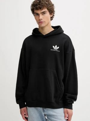 adidas Originals bluza bawełniana Intercon męska kolor czarny z kapturem z nadrukiem JW8615
