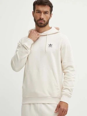 adidas Originals bluza bawełniana męska kolor beżowy z kapturem z aplikacją IX7669