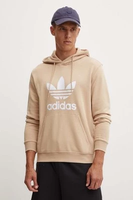 adidas Originals bluza bawełniana męska kolor beżowy z kapturem z nadrukiem IZ2359