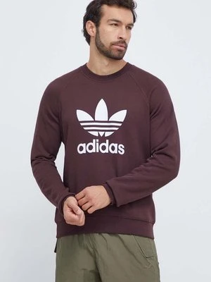 adidas Originals bluza bawełniana męska kolor brązowy z nadrukiem