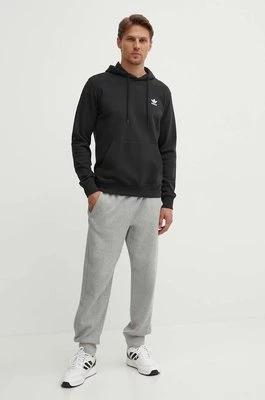 adidas Originals bluza bawełniana Essential męska kolor czarny z kapturem gładka IW5789