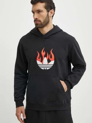 adidas Originals bluza bawełniana męska kolor czarny z kapturem z aplikacją IS0208