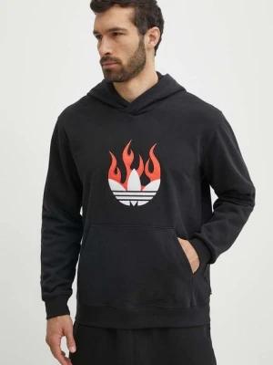 adidas Originals bluza bawełniana męska kolor czarny z kapturem z aplikacją IS0208