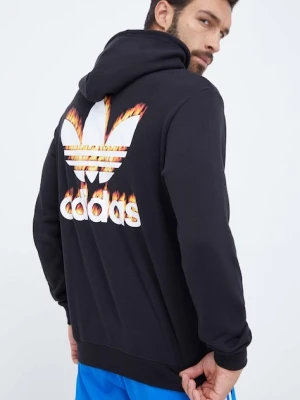 adidas Originals bluza bawełniana męska kolor czarny z kapturem z nadrukiem