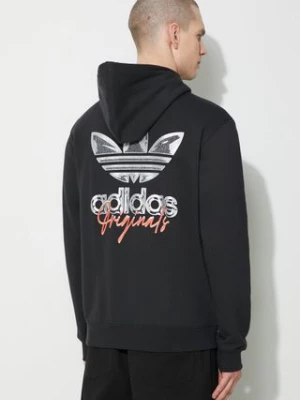 adidas Originals bluza bawełniana męska kolor czarny z kapturem z nadrukiem IM9678