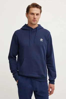 adidas Originals bluza bawełniana męska kolor granatowy z kapturem z aplikacją IX7668