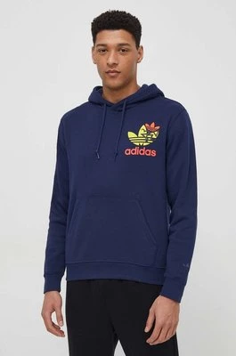 adidas Originals bluza bawełniana męska kolor granatowy z kapturem z nadrukiem IM9682