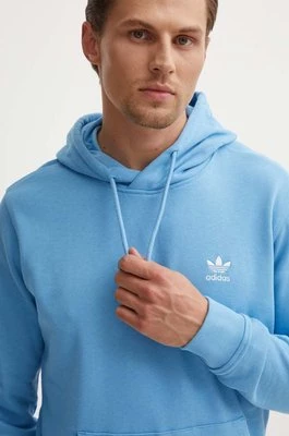 adidas Originals bluza bawełniana męska kolor niebieski z kapturem z aplikacją IX7672