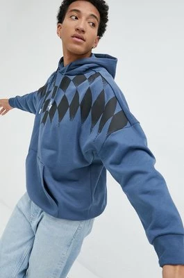 adidas Originals bluza bawełniana męska kolor niebieski z kapturem z nadrukiem