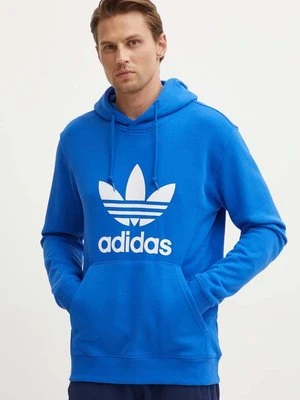 adidas Originals bluza bawełniana męska kolor niebieski z kapturem z nadrukiem IZ1855