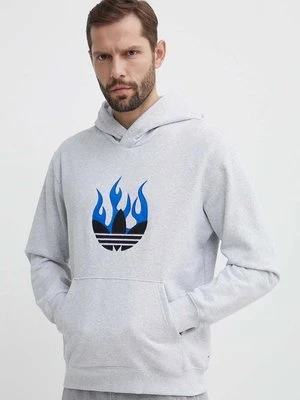 adidas Originals bluza bawełniana męska kolor szary z kapturem melanżowa IS2947