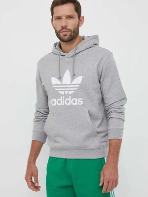 adidas Originals bluza bawełniana męska kolor szary z kapturem wzorzysta