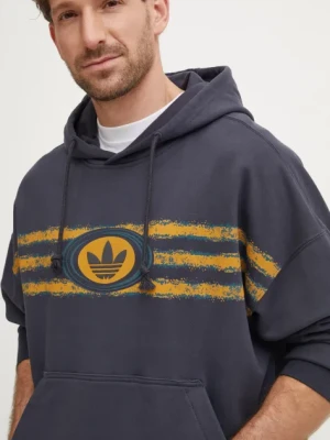 adidas Originals bluza bawełniana męska kolor szary z kapturem z nadrukiem JM0469