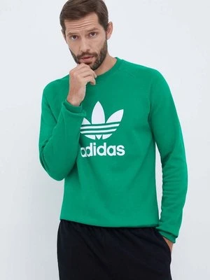 adidas Originals bluza bawełniana męska kolor zielony z nadrukiem