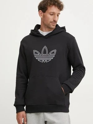 adidas Originals bluza bawełniana Outline Hoodie męska kolor czarny z kapturem z aplikacją JJ1506