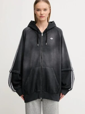 adidas Originals bluza bawełniana Oversized Hoodie damska kolor czarny z kapturem KE9806