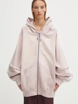 adidas Originals bluza bawełniana Oversized Hoodie damska kolor różowy z kapturem z aplikacją KE9804