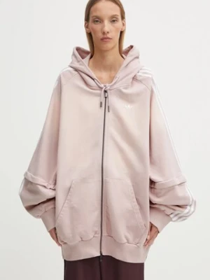adidas Originals bluza bawełniana Oversized Hoodie damska kolor różowy z kapturem z aplikacją KE9804