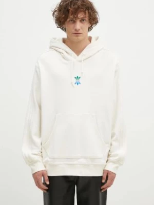 adidas Originals bluza bawełniana RLN LNKS Hoodie męska kolor beżowy z kapturem z aplikacją IT0136