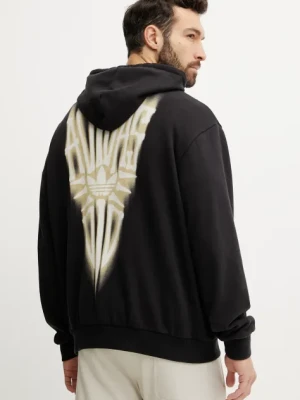 adidas Originals bluza bawełniana Skeleton Hoodie męska kolor czarny z kapturem z nadrukiem JI5928