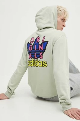 adidas Originals bluza bawełniana Trefoil Hood 1 męska kolor zielony z kapturem z nadrukiem IM9681