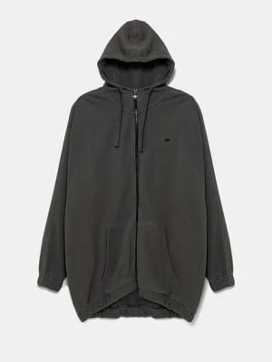 adidas Originals bluza bawełniana Wash Zip Hoodie damska kolor szary z kapturem gładka JD0054