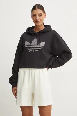 adidas Originals bluza Bling Hoodie damska kolor czarny z kapturem z aplikacją IW5697