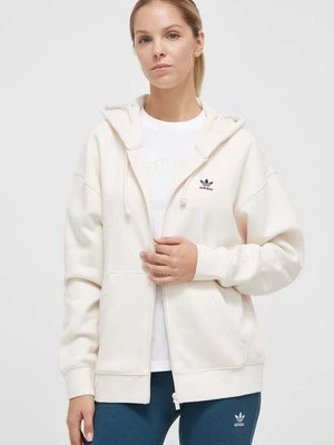 adidas Originals bluza damska kolor beżowy z kapturem gładka IJ5419