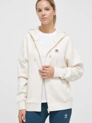 adidas Originals bluza damska kolor beżowy z kapturem gładka IJ5419