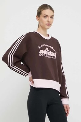 adidas Originals bluza damska kolor brązowy z nadrukiem IR6098