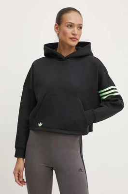 adidas Originals bluza damska kolor czarny z kapturem z aplikacją IU2497