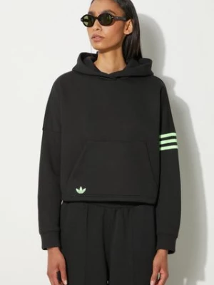 adidas Originals bluza damska kolor czarny z kapturem z aplikacją IU2497