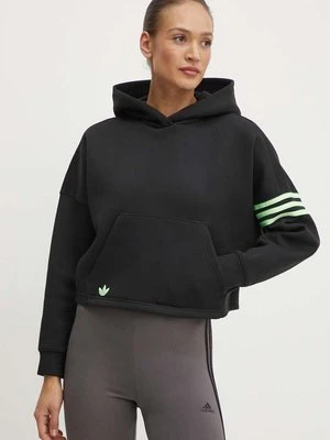 adidas Originals bluza damska kolor czarny z kapturem z aplikacją IU2497