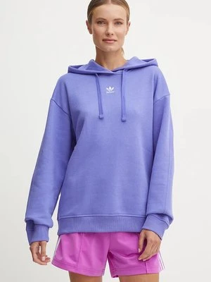 adidas Originals bluza damska kolor fioletowy z kapturem gładka IY9618