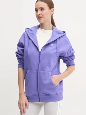 adidas Originals bluza damska kolor fioletowy z kapturem gładka IY9624