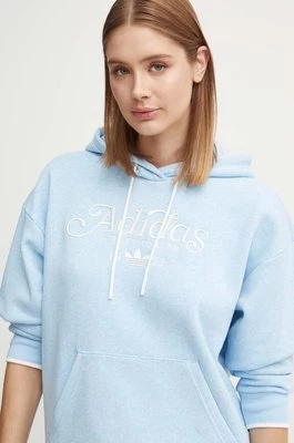 adidas Originals bluza damska kolor niebieski z kapturem melanżowa IX3535