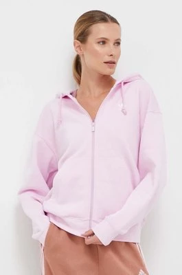 adidas Originals bluza damska kolor różowy z kapturem gładka