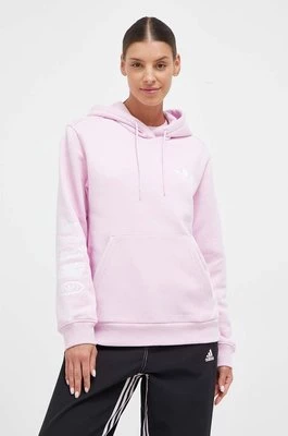 adidas Originals bluza damska kolor różowy z kapturem gładka