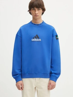 adidas Originals bluza Eqt Washed Crew męska kolor niebieski z aplikacją JC8223