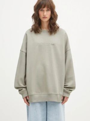 Zdjęcie produktu adidas Originals bluza Ess Lin Crew damska kolor zielony z aplikacją JW1017