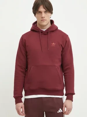 adidas Originals bluza Essential męska kolor bordowy z kapturem z aplikacją JD2403