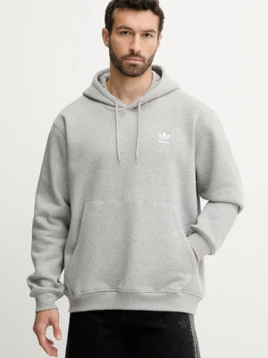 adidas Originals bluza Essential męska kolor szary z kapturem z nadrukiem JV6057