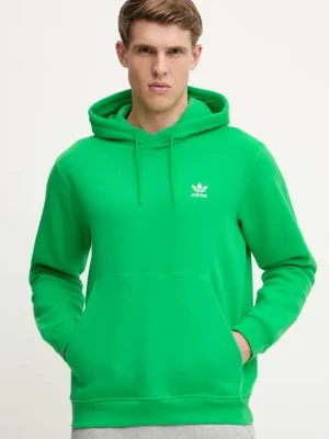 adidas Originals bluza Essential męska kolor zielony z kapturem gładka JN0237