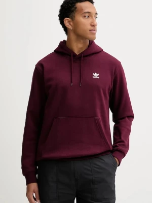 adidas Originals bluza Essentials męska kolor bordowy z kapturem gładka HY2079