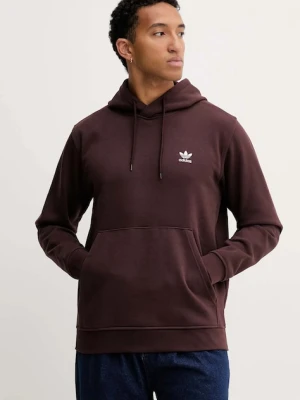 adidas Originals bluza Essentials męska kolor brązowy z kapturem gładka HY2083