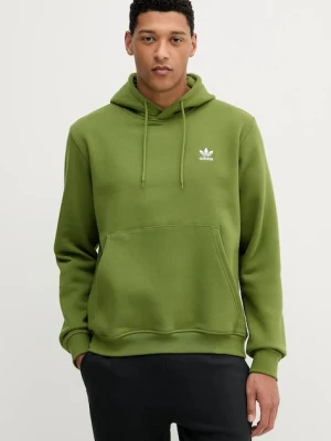adidas Originals bluza Essentials męska kolor zielony z kapturem z aplikacją JW1067