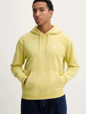 adidas Originals bluza Essentials męska kolor żółty z kapturem z aplikacją HY2078